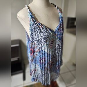 Melissa Paige Blue and White Sleeveless Camisole